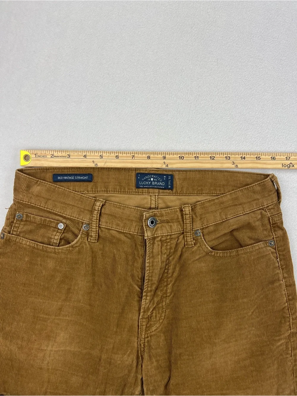 Lucky Brand 363 Vintage Straight Leg Brown Corduroy Pants Mens Size 31x32